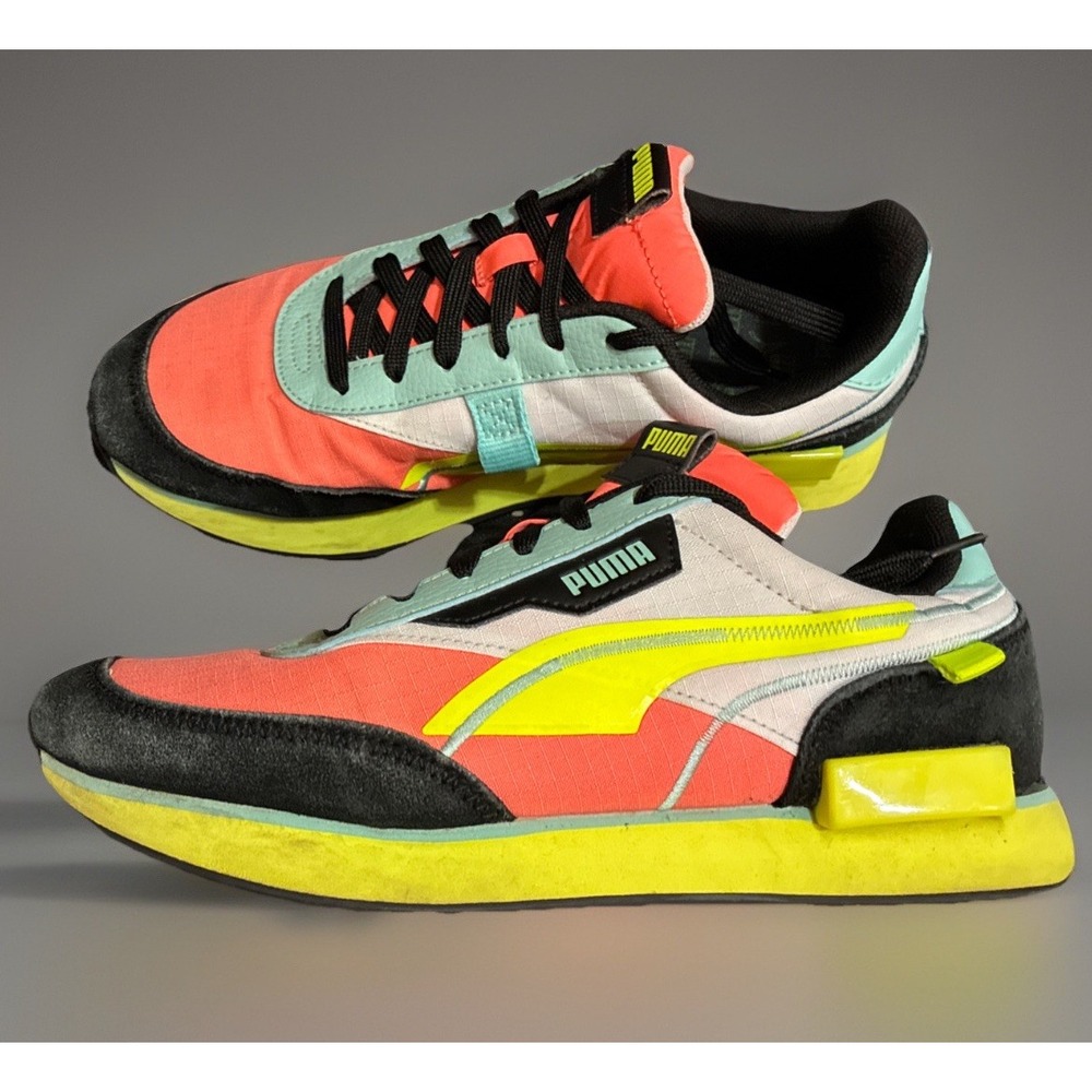 PUMA Future Rider TwoFold Womens Shoes Peach Black Yellow 382494-02 Size 8